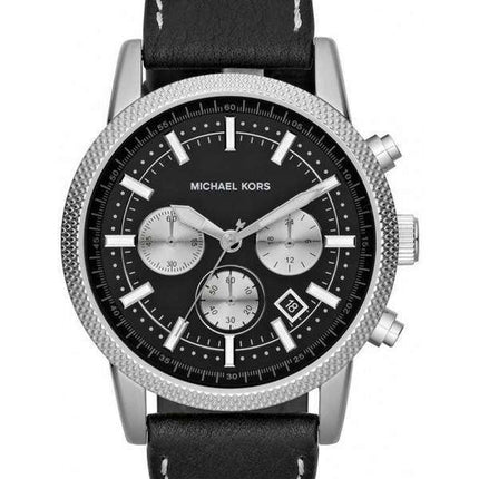 Michael Kors Chronograph Black Dial Black Leather MK8310 Mens Watch