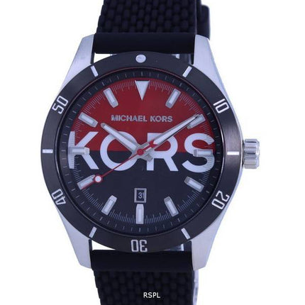 Michael Kors Layton Black/Red Dial Silicon Strap Quartz MK8892 Men's Watch