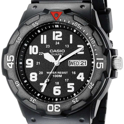 Casio Quartz Analog 100M Black Resin Strap MRW-200H-1BVDF MRW-200H-1BV Mens Watch