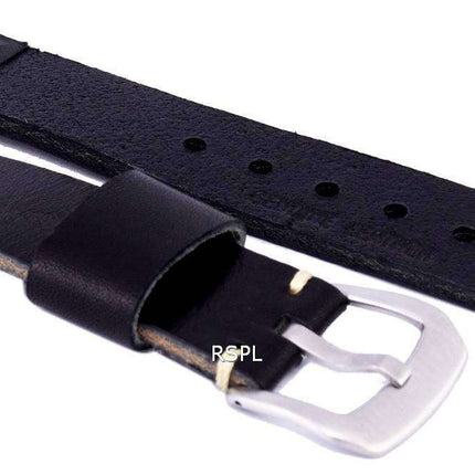 Black Ratio Brand Leather Watch Strap 20mm