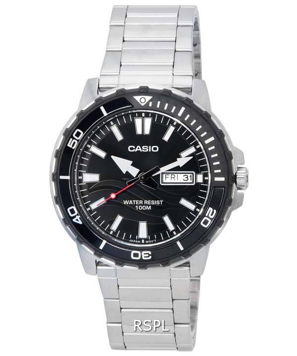 Casio Enticer Standard Analog Black Dial Quartz MTD-125D-1A1 MTD125D-1A1 100M Mens Watch