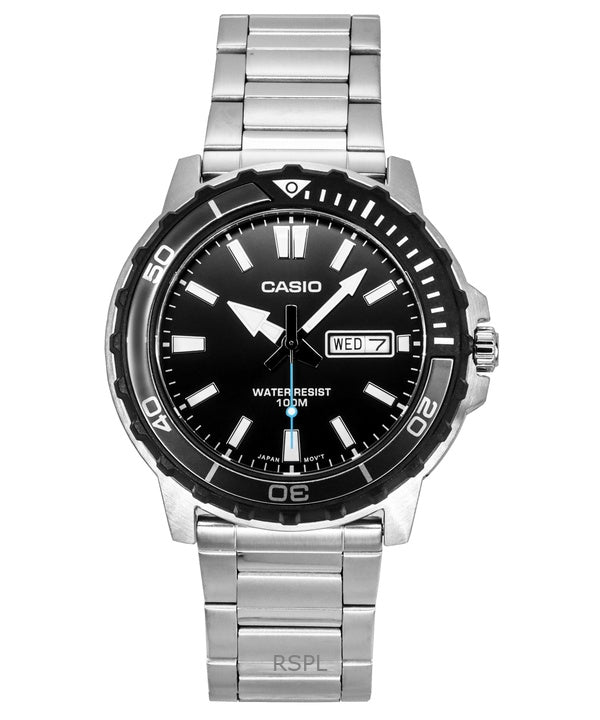 Casio Standard Analog Stainless Steel Black Dial Quartz MTD-125D-1A3V 100M Men's Watch