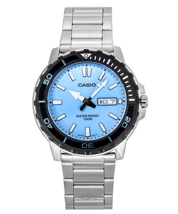 Casio Standard Analog Stainless Steel Aqua Blue Dial Quartz MTD-125D-2A3V 100M Men's Watch