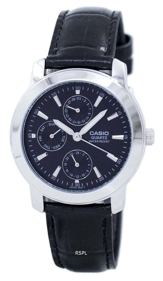 Casio Enticer Quartz Multi Dial Leather Strap MTP-1192E-1ADF MTP-1192E-1A Mens Watch