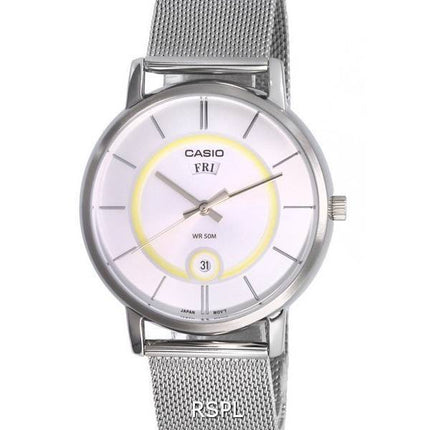 Casio Analog Stainless Steel Mesh Silver Dial Quartz MTP-B120M-7A MTPB120M-7 Mens Watch