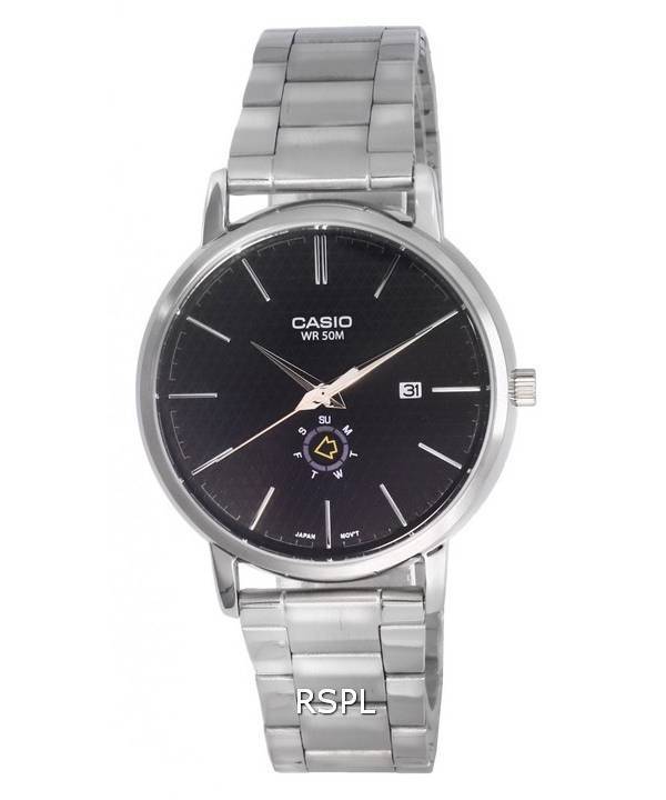 Casio Analog Stainless Steel Black Dial Quartz MTP-B125D-1A MTPB125D-1 Mens Watch