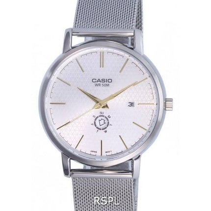 Casio Analog Stainless Steel Mesh Silver Dial Quartz MTP-B125M-7A MTPB125M-7 Mens Watch