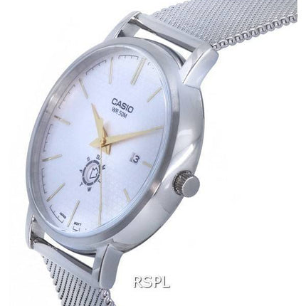 Casio Analog Stainless Steel Mesh Silver Dial Quartz MTP-B125M-7A MTPB125M-7 Mens Watch