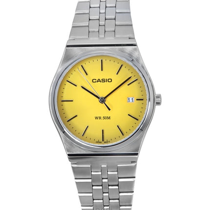 Casio Standard Analog Stainless Steel Yellow Dial Quartz MTP-B145D-9AV Unisex Watch
