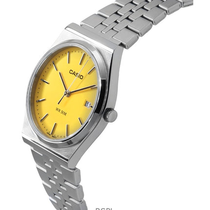 Casio Standard Analog Stainless Steel Yellow Dial Quartz MTP-B145D-9AV Unisex Watch