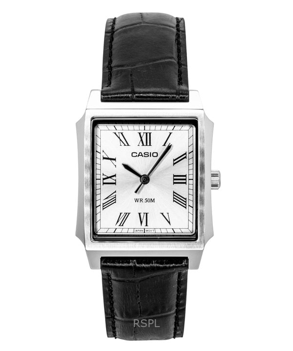 Casio Analog Leather Strap Silver Dial Quartz MTP-B190L-7BV Men's Watch