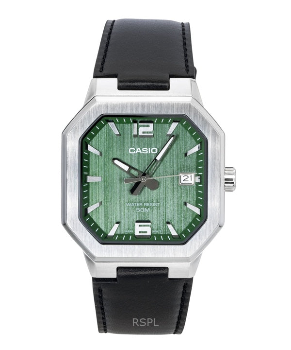Casio Analog Leather Strap Green Dial Quartz MTP-B195L-3AV Men's Watch