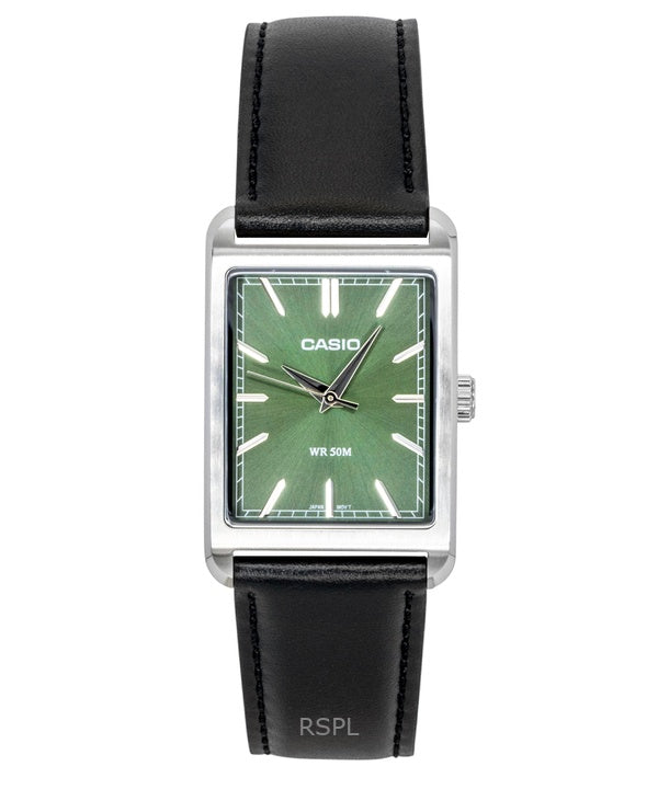 Casio Analog Leather Strap Green Dial Quartz MTP-B215L-3AV Men's Watch