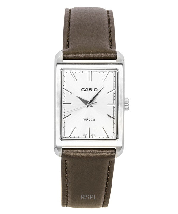 Casio Analog Leather Strap Silver Dial Quartz MTP-B215L-7AV Men's Watch