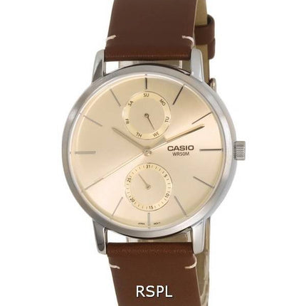 Casio Analog Leather Gold Tone Dial Quartz MTP-B310L-9A MTPB310L-9 Mens Watch