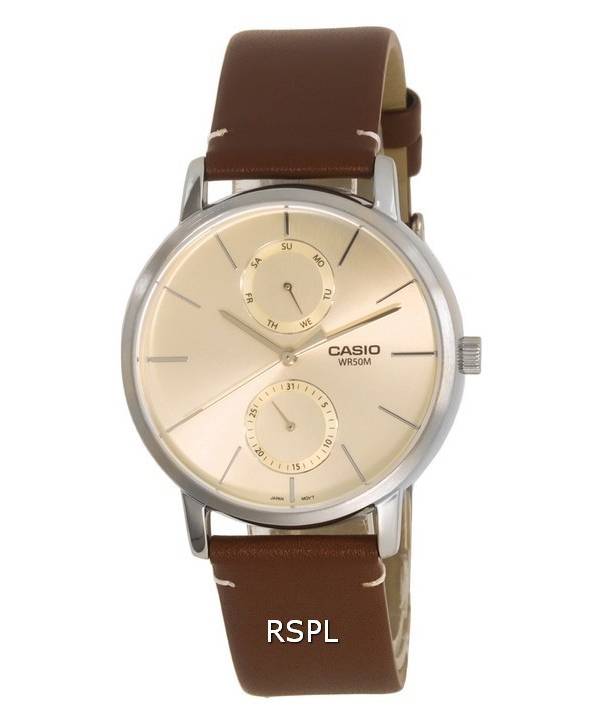 Casio Analog Leather Gold Tone Dial Quartz MTP-B310L-9A MTPB310L-9 Mens Watch