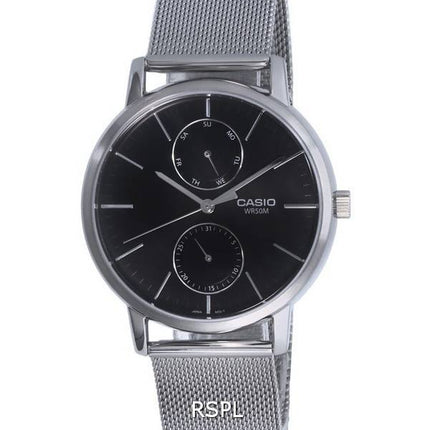 Casio Analog Stainless Steel Mesh Black Dial Quartz MTP-B310M-1A MTPB310M-1 Mens Watch