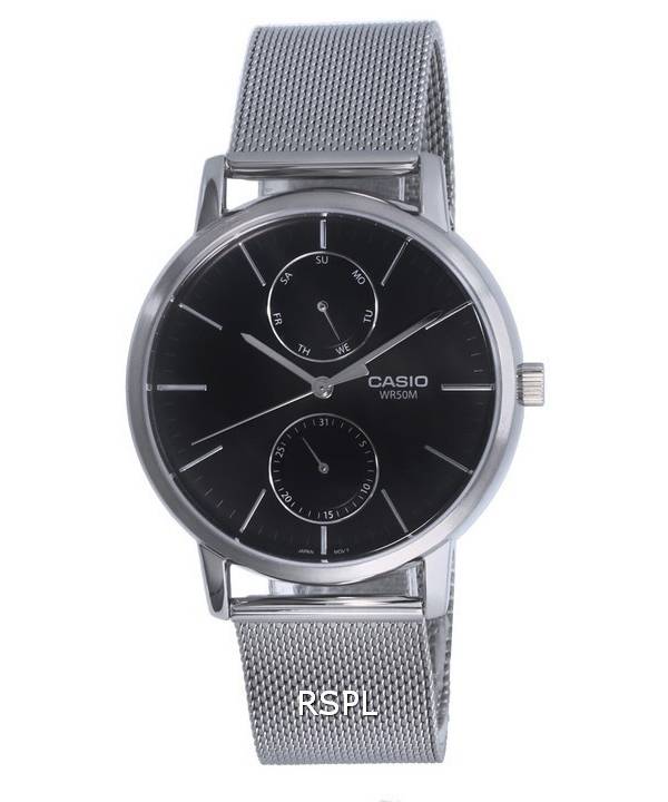 Casio Analog Stainless Steel Mesh Black Dial Quartz MTP-B310M-1A MTPB310M-1 Mens Watch
