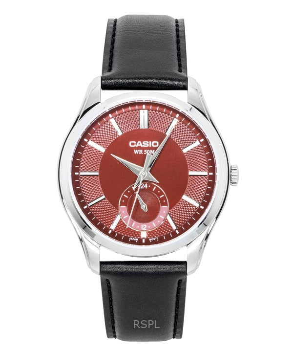 Casio Analog Leather Strap Red Dial Quartz MTP-B315L-4AV Men's Watch