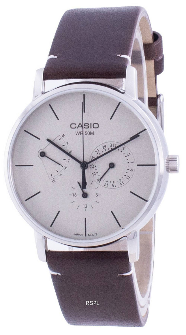 Casio White Dial Leather Strap Quartz MTP-E320L-5E MTPE320L-5 Mens Watch