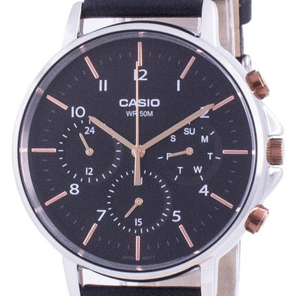 Casio Multi Hands Black Dial Leather Strap Quartz MTP-E321L-1A MTPE321L-1 Mens Watch