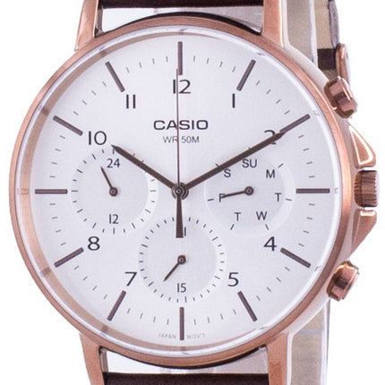 Casio Multi Hands Silver Dial Leather Strap Quartz MTP-E321RL-5A MTPE321RL-5 Mens Watch