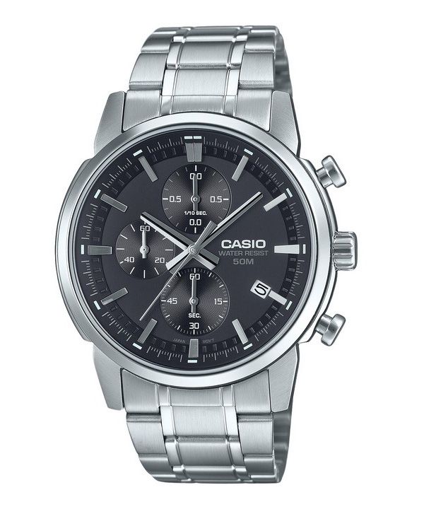 Casio Standard Analog Chronograph Stainless Steel Black Dial