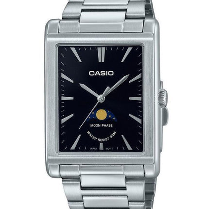 Casio Standard Analog Moon Phase Stainless Steel Black Dial Quartz MTP-M105D-1A Mens Watch