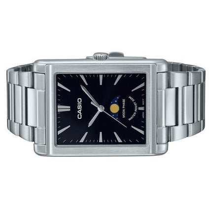 Casio Standard Analog Moon Phase Stainless Steel Black Dial Quartz MTP-M105D-1A Mens Watch