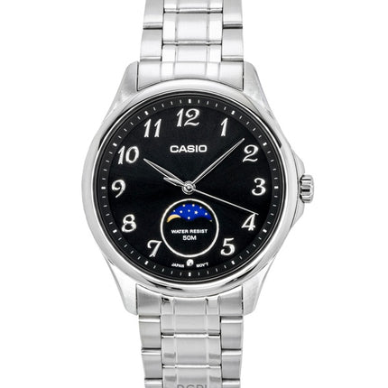 Casio Standard Analog Moon Phase Stainless Steel Black Dial Quartz MTP-M110D-1AV Men's Watch