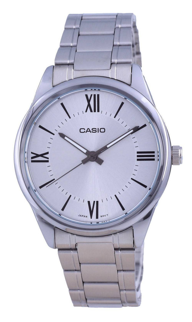 Casio Silver Dial Stainless Steel Analog Quartz MTP-V005D-7B5 MTPV005D-7 Mens Watch