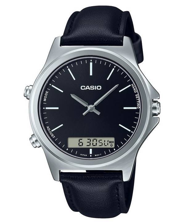Casio Analog Digital Black Dial Leather Strap MTP-VC01L-1E MTPVC01L-1 Men's Watch