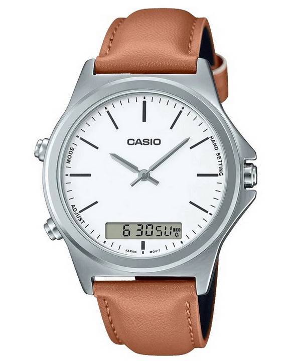 Casio Analog Digital Leather Strap MTP-VC01L-7E MTPVC01L-7 Men's Watch