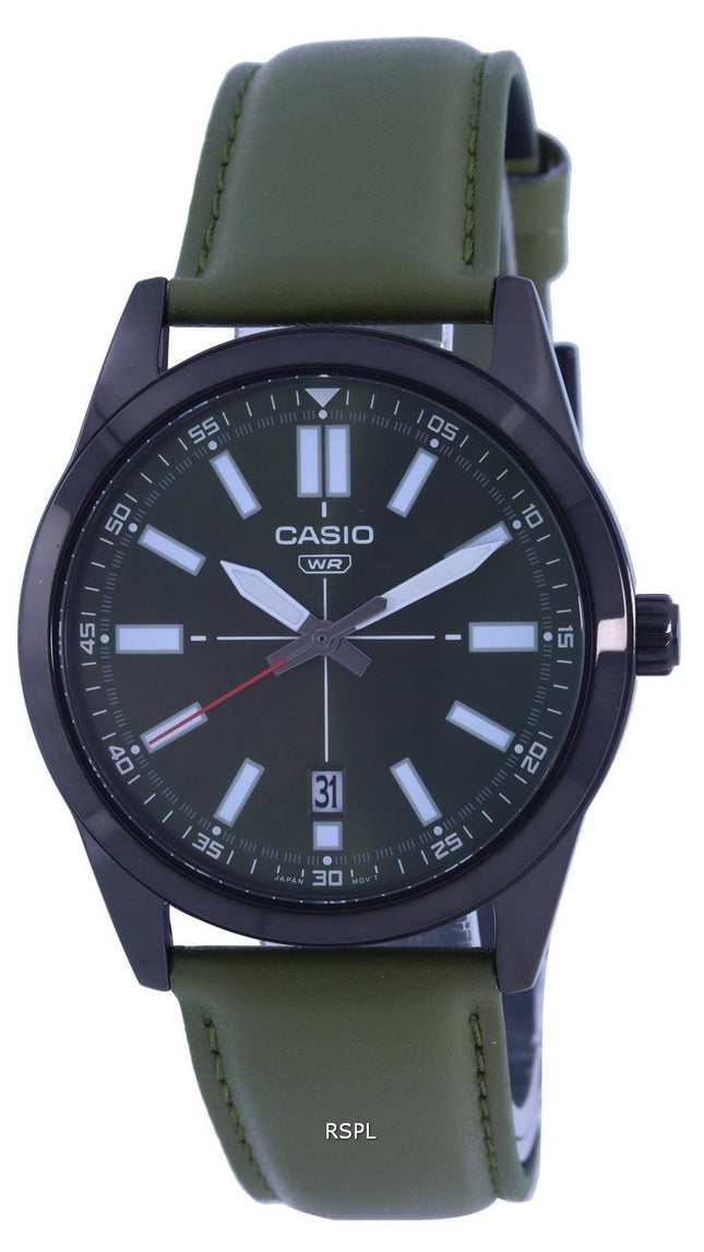 Casio Analog Black Dial Leather Strap Quartz MTP-VD02BL-3E MTPVD02BL-3 Men's Watch