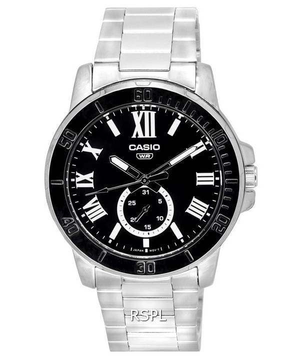 Casio Analog Stainless Steel Black Dial Quartz MTP-VD200D-1B MTPVD200D-1B Men's Watch