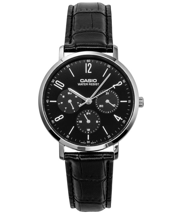 Casio Analog Leather Strap Black Dial Quartz MTP-VT06L-1B Men's Watch