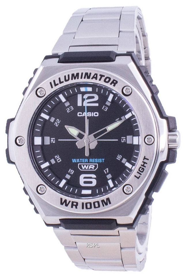 Casio Youth Black Dial Stainless Steel Quartz MWA-100HD-1A MWA100HD-1 100M Mens Watch