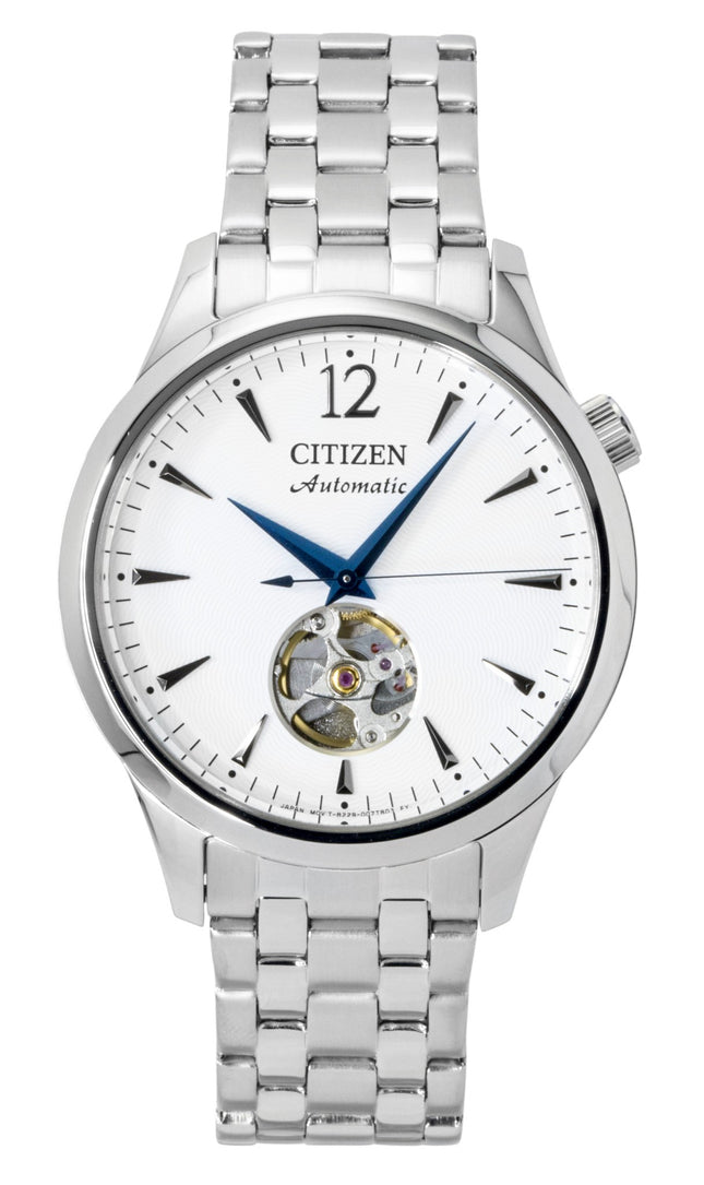 Citizen Stainless Steel Open Heart White Dial Automatic NH9131-73A Men's Watch