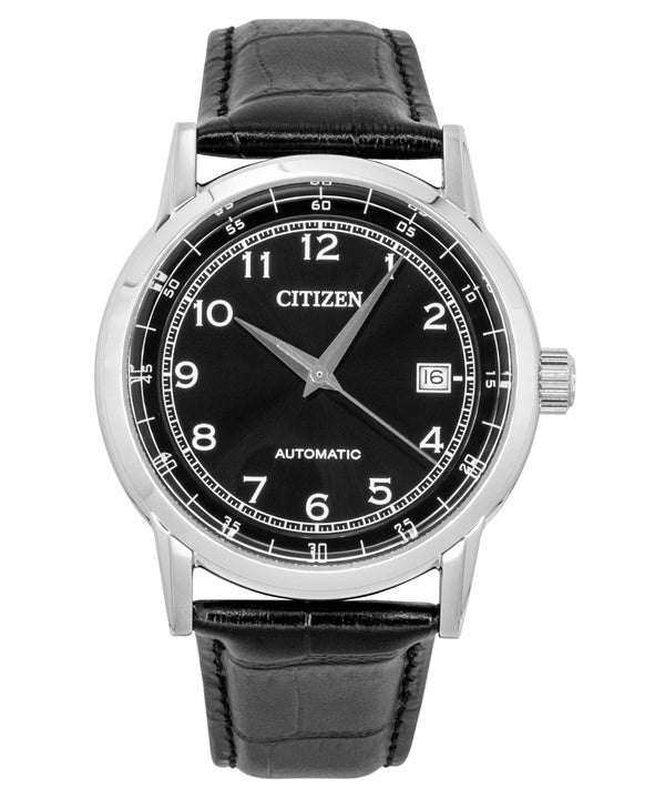 Citizen Calf Leather Strap Black Dial Automatic NJ0210-05E Men's Watch