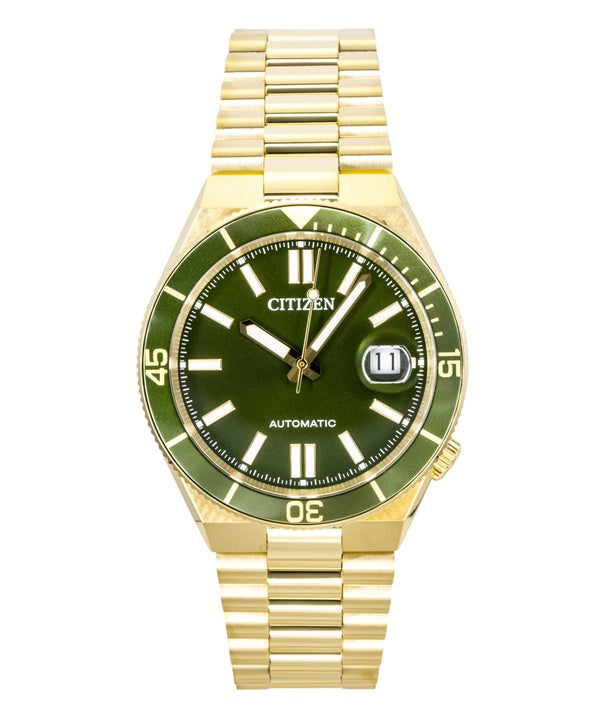 Citizen Tsuyosa Analog Gold Tone Stainless Steel Green Dial Automatic NJ0232-53X 100M Men's Watch