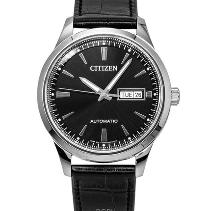Citizen Leather Strap Black Dial Automatic NY4058-01E Men's Watch