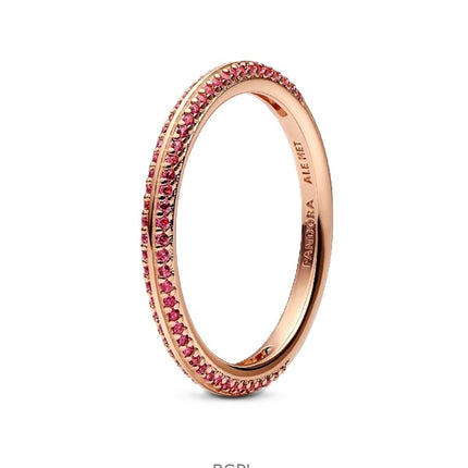 Pandora Me Red Pave Ring With 14K Rose Gold Plated P-189679C02-54 For Women