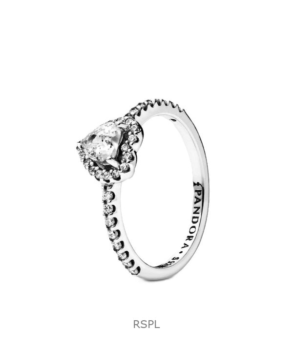 Pandora Elevated Heart Ring With Clear Cubic Zirconia P-198421C01-54 For Women