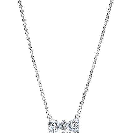 Pandora Sparkling Bow Necklace With Clear Cubic Zirconia P-393509C01-45 For Women