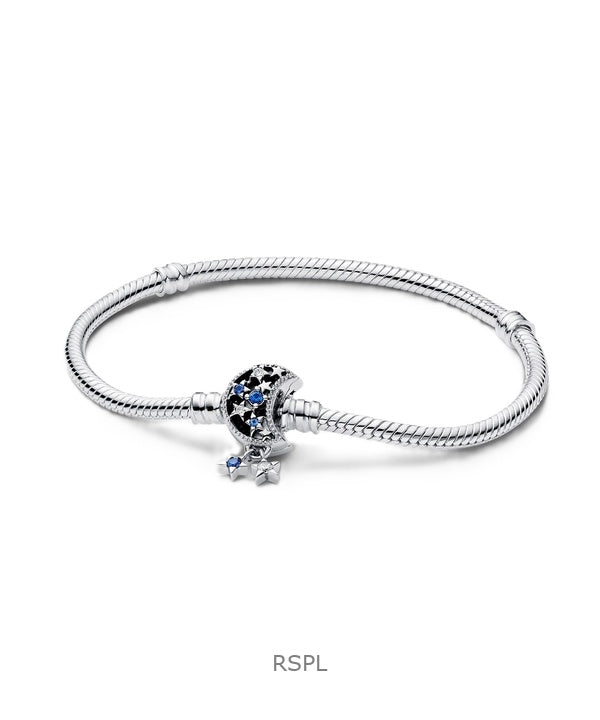 Pandora Moments Sparkling Moon Bracelet With Blue And White Cubic Zirconia P-592819C01-18 For Women