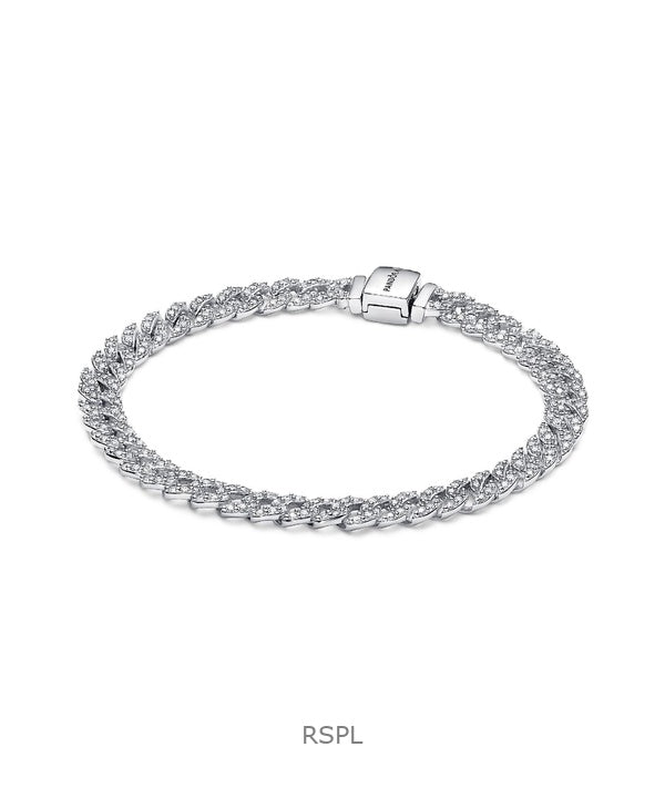 Pandora Timeless Pave Cuban Chain Bracelet With Clear Cubic Zirconia P-593008C01-18 For Women
