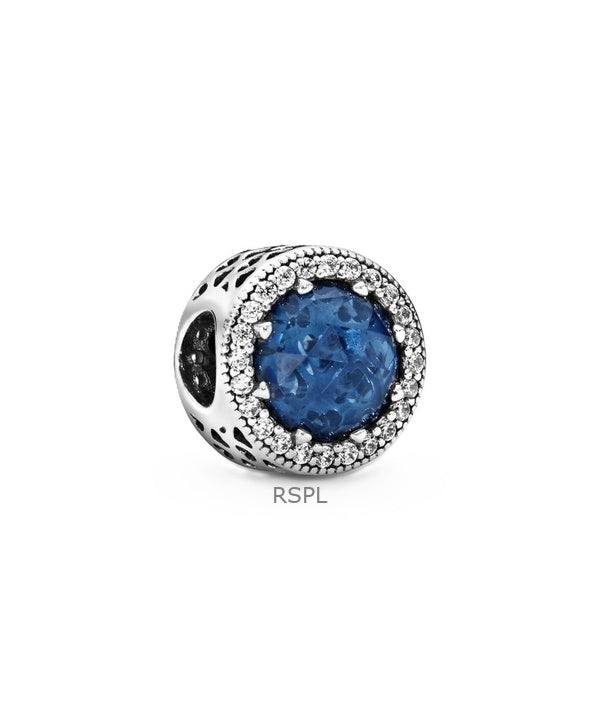 Pandora Radiant Hearts Charm With Blue Crystal And Clear Cubic Zirconia P-791725NMB For Women