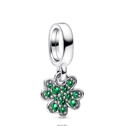 Pandora Moments Four Leaf Clover Dangle Charm With Green Crystals P-792751C01 For Women