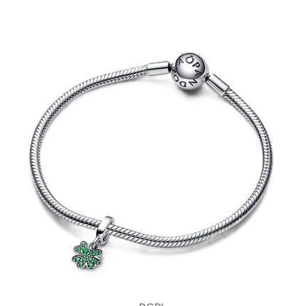 Pandora Moments Four Leaf Clover Dangle Charm With Green Crystals P-792751C01 For Women