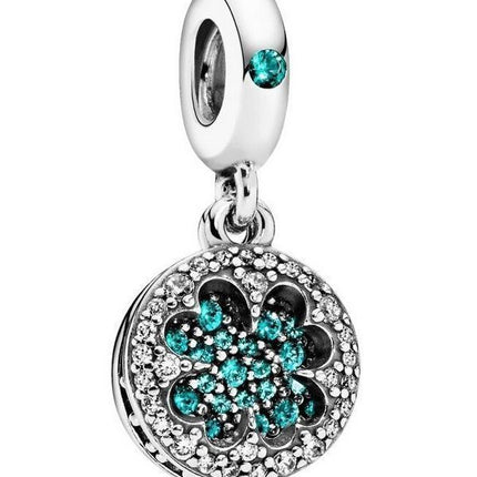 Pandora Silver Lucky Four Leaf Clover Dangle Charm Cubic Zirconia 797906NRGMX For Women